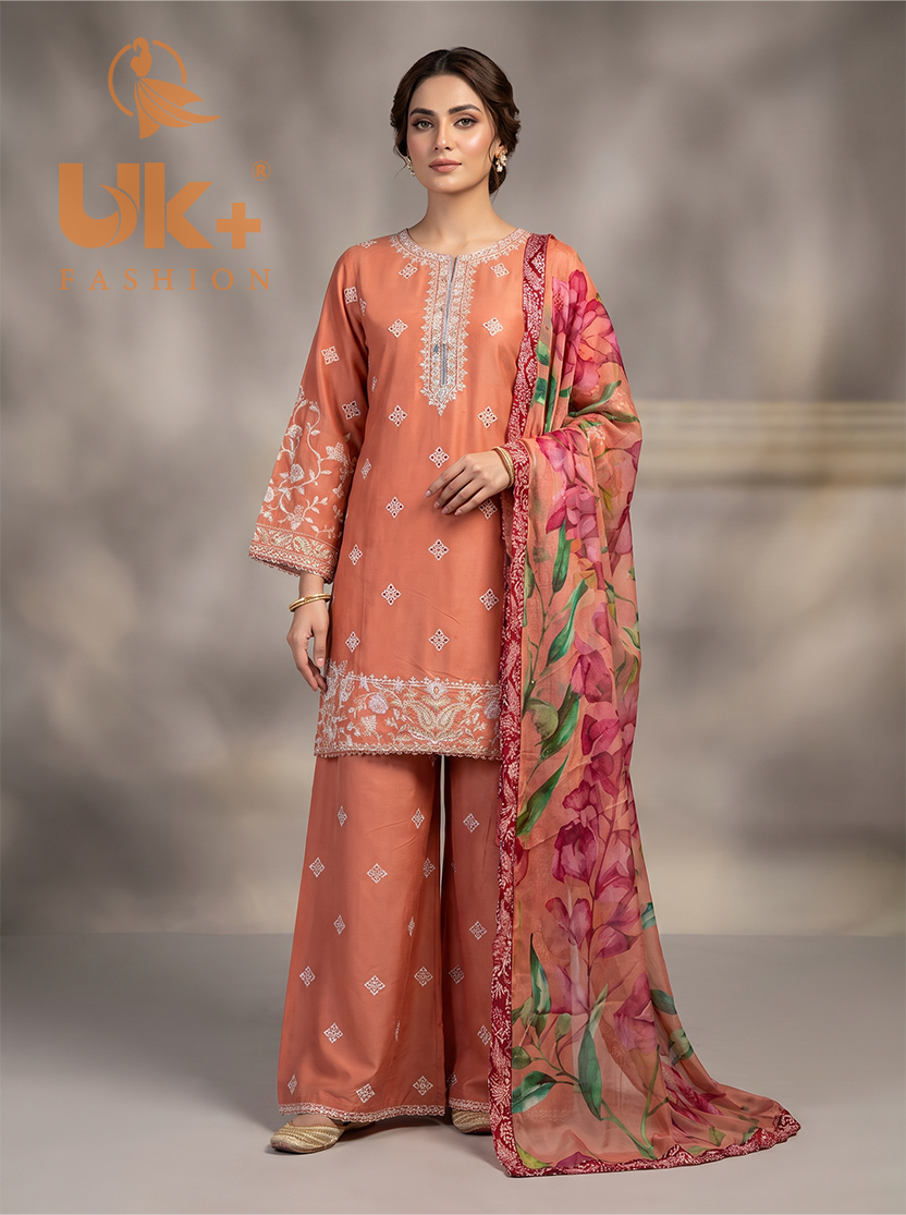 3pc pure lawn shirt, Plazo, dupatta