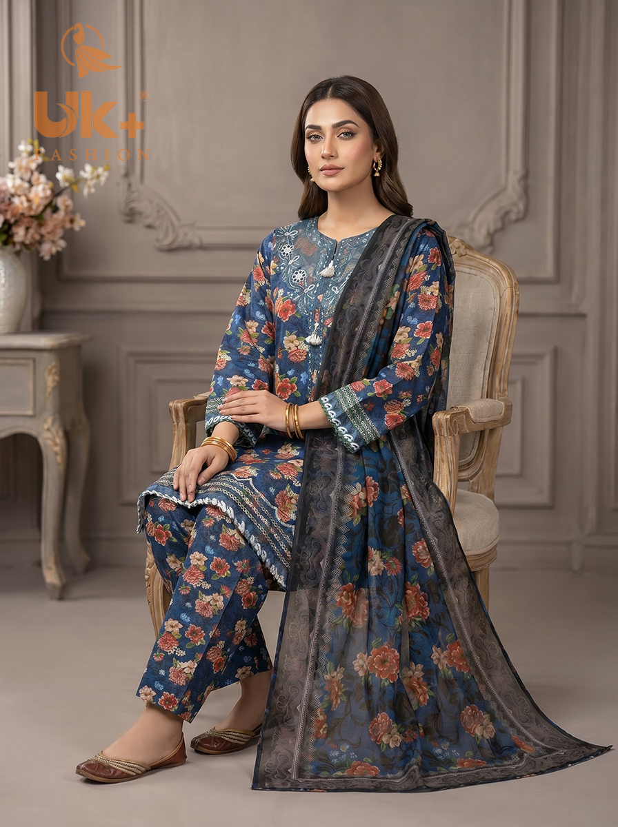 3pc printed lawn shirt,lawn shalwar,diamond dupatta