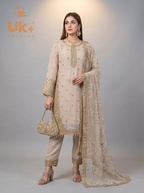 3Pc Embroidered Chiffon Shirt, shalwar, Dupatta