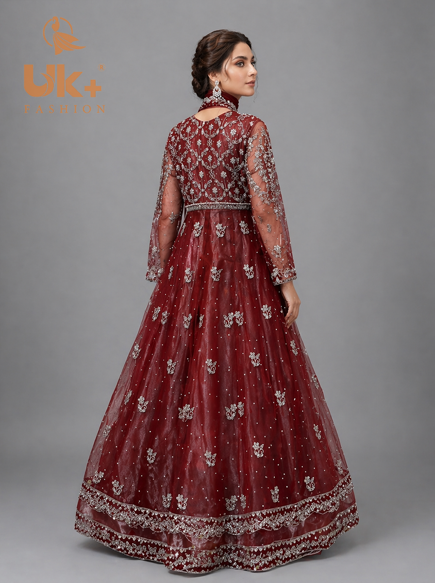 Bridal organza cancan maxi,dupatta