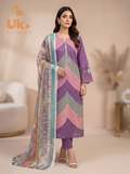 3Pc Embroidered Cotton Shirt, Trouser, Dupatta