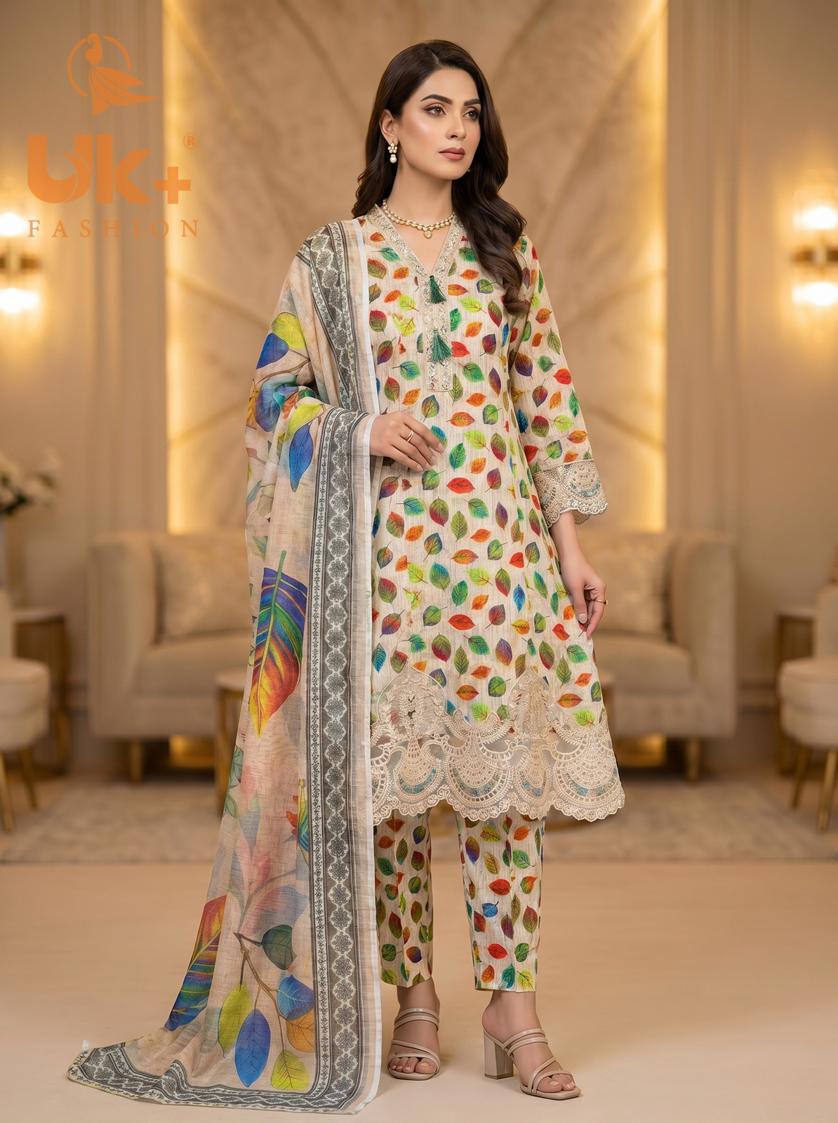 3pc pure lawn frock,touser,dupatta