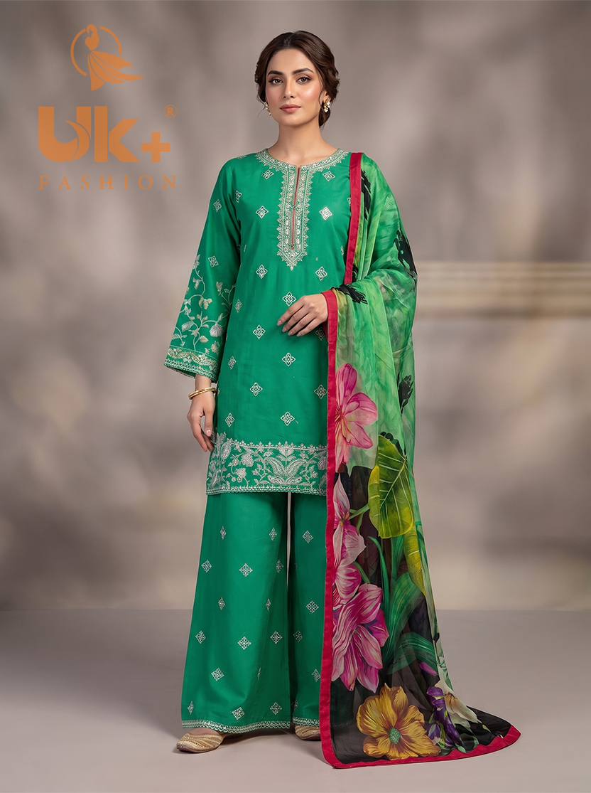 3pc pure lawn shirt, Plazo, dupatta