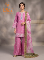 3pc pure lawn shirt, Plazo, dupatta