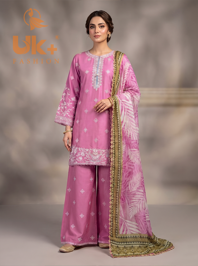 3pc pure lawn shirt, Plazo, dupatta