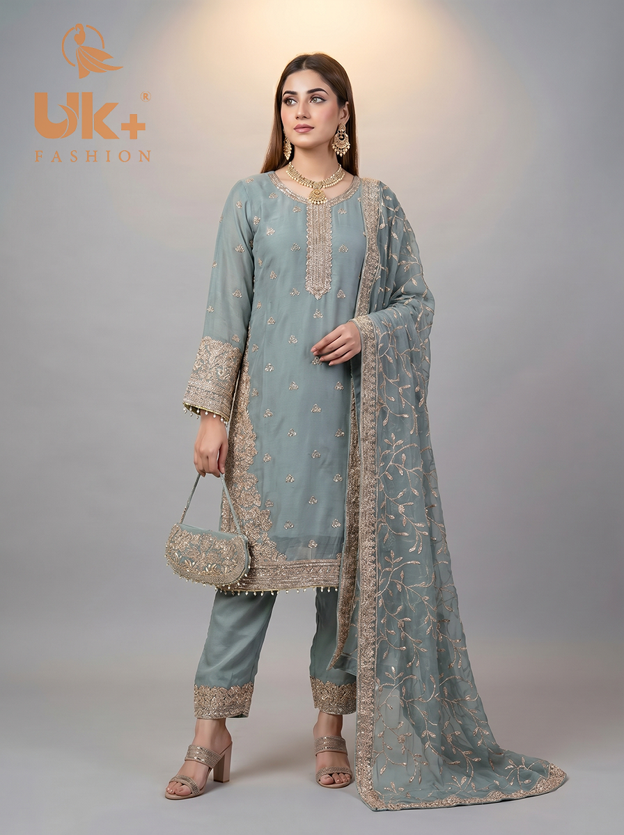 3Pc Embroidered Chiffon Shirt, shalwar, Dupatta