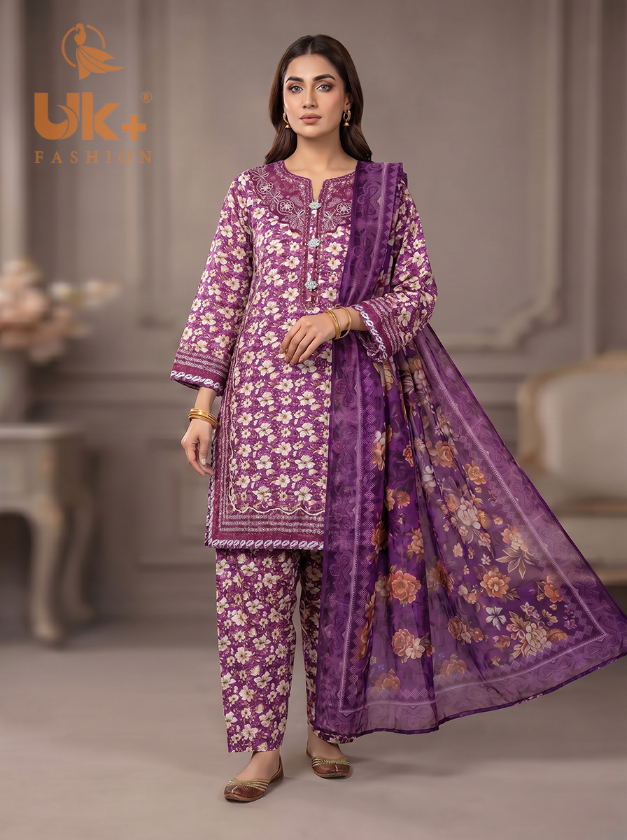 3pc printed lawn shirt,lawn shalwar,diamond dupatta