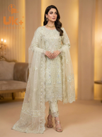 3Pc Embroidered Organza shirt, shalwar & Dupatta