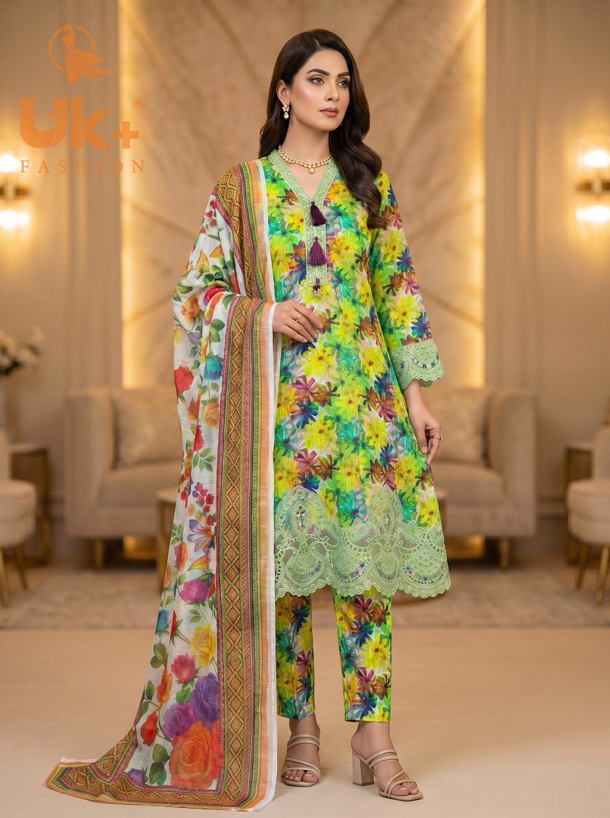 3pc pure lawn frock,touser,dupatta