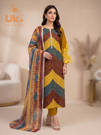 3Pc Embroidered Cotton Shirt, Trouser, Dupatta