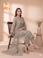 3Pc Embroidered Organza shirt, shalwar & Dupatta