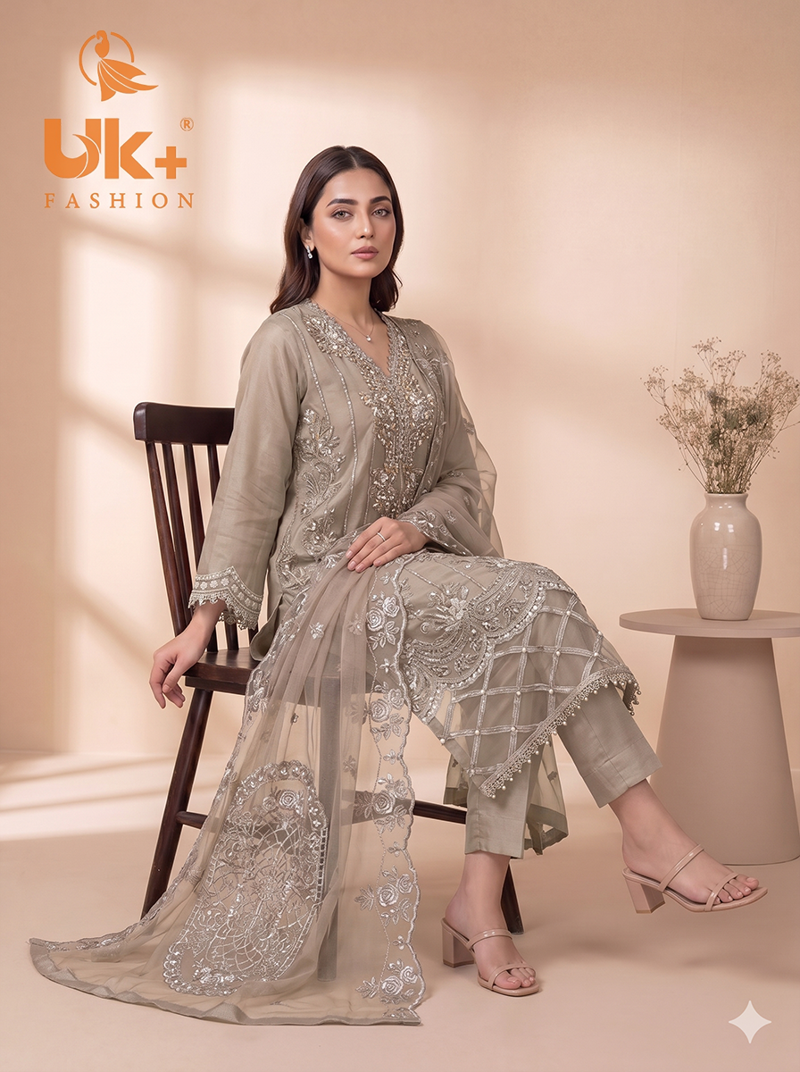 3Pc Embroidered Organza shirt, shalwar & Dupatta