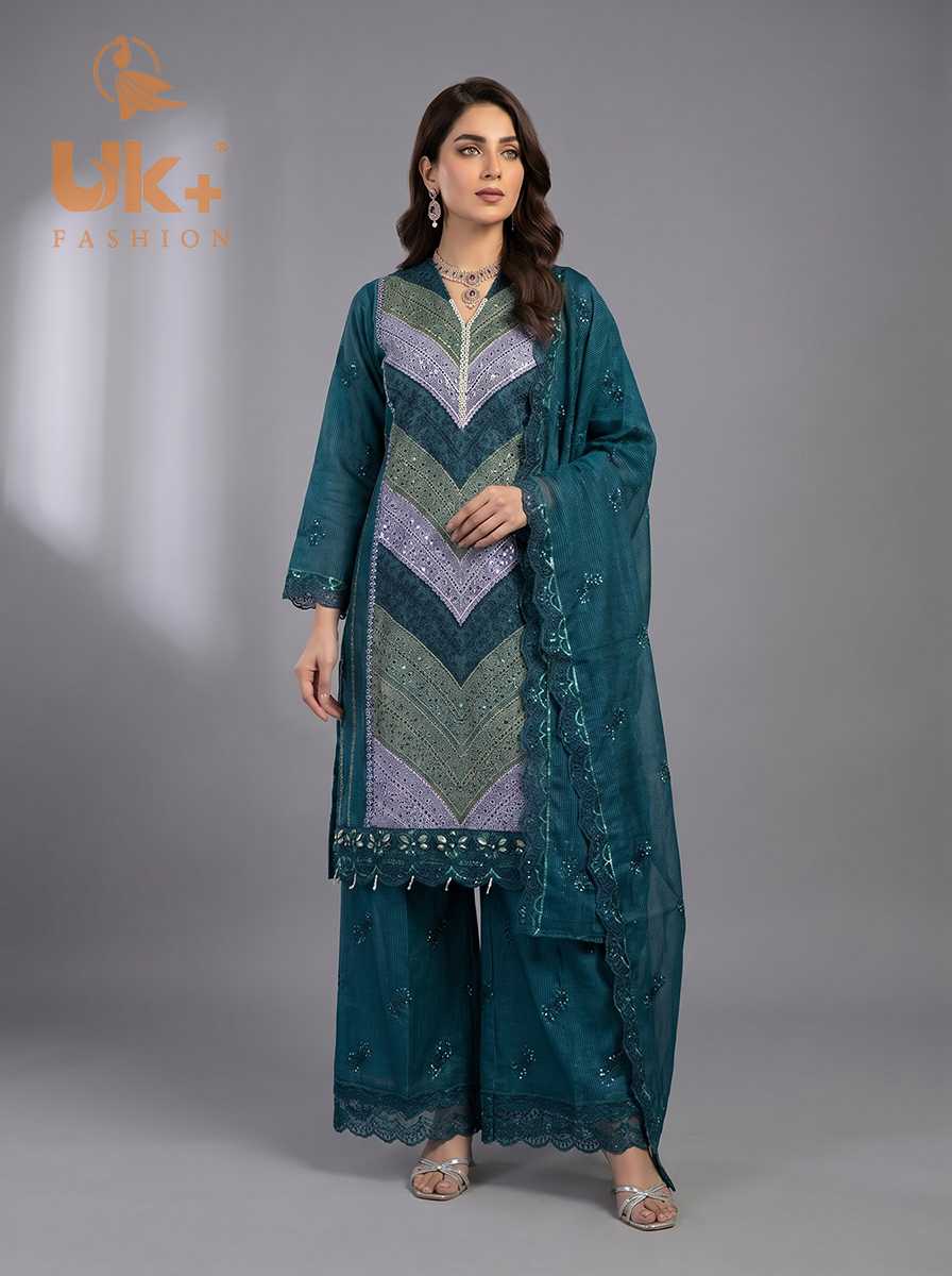 3Pc Embroidered Organza shirt, shalwar & Dupatta