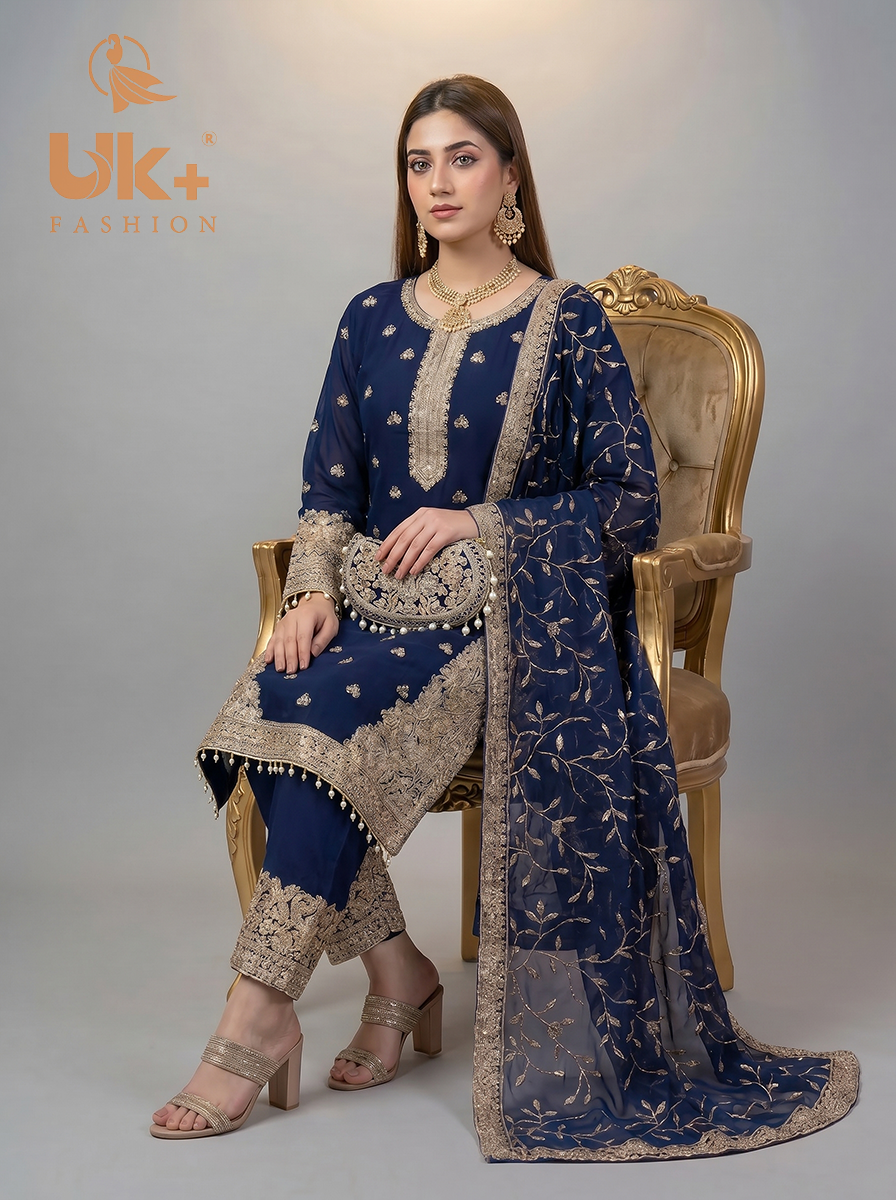 3Pc Embroidered Chiffon Shirt, shalwar, Dupatta