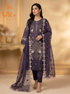 3Pc Embroidered Organza shirt, shalwar & Dupatta