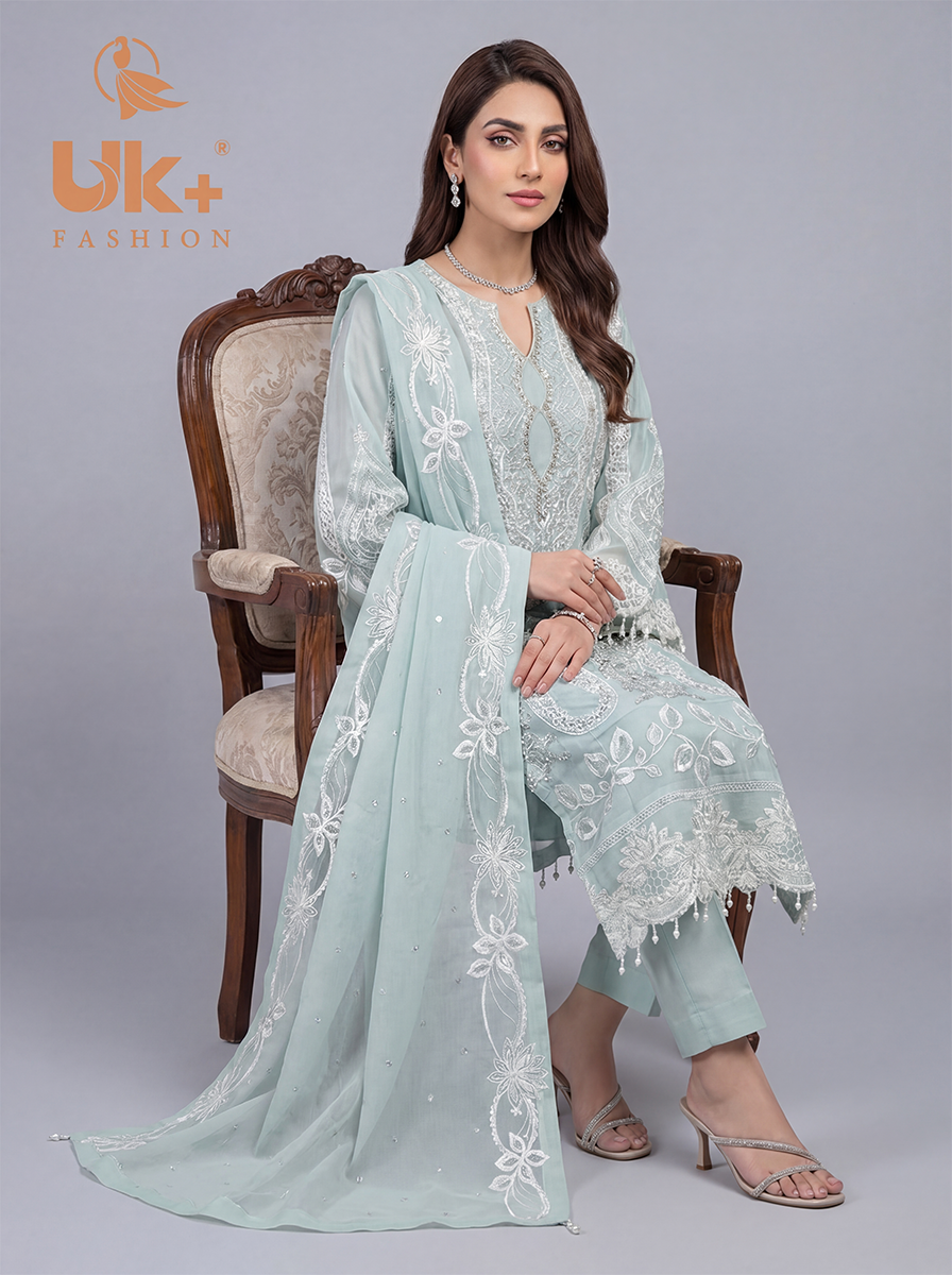 3Pc Embroidered Organza shirt, shalwar & Dupatta