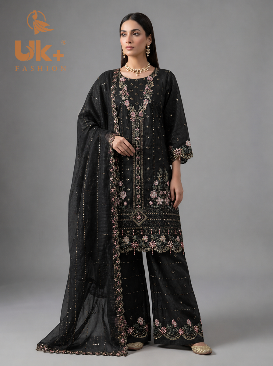 3Pc Embroidered Khaadi Shirt, Trouser, Dupatta
