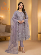 3Pc Embroidered Organza shirt, shalwar & Dupatta