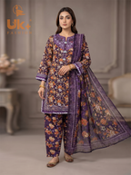 3pc printed lawn shirt,lawn shalwar,diamond dupatta