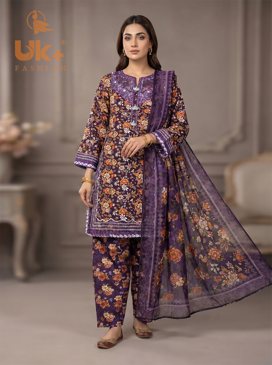 3pc printed lawn shirt,lawn shalwar,diamond dupatta