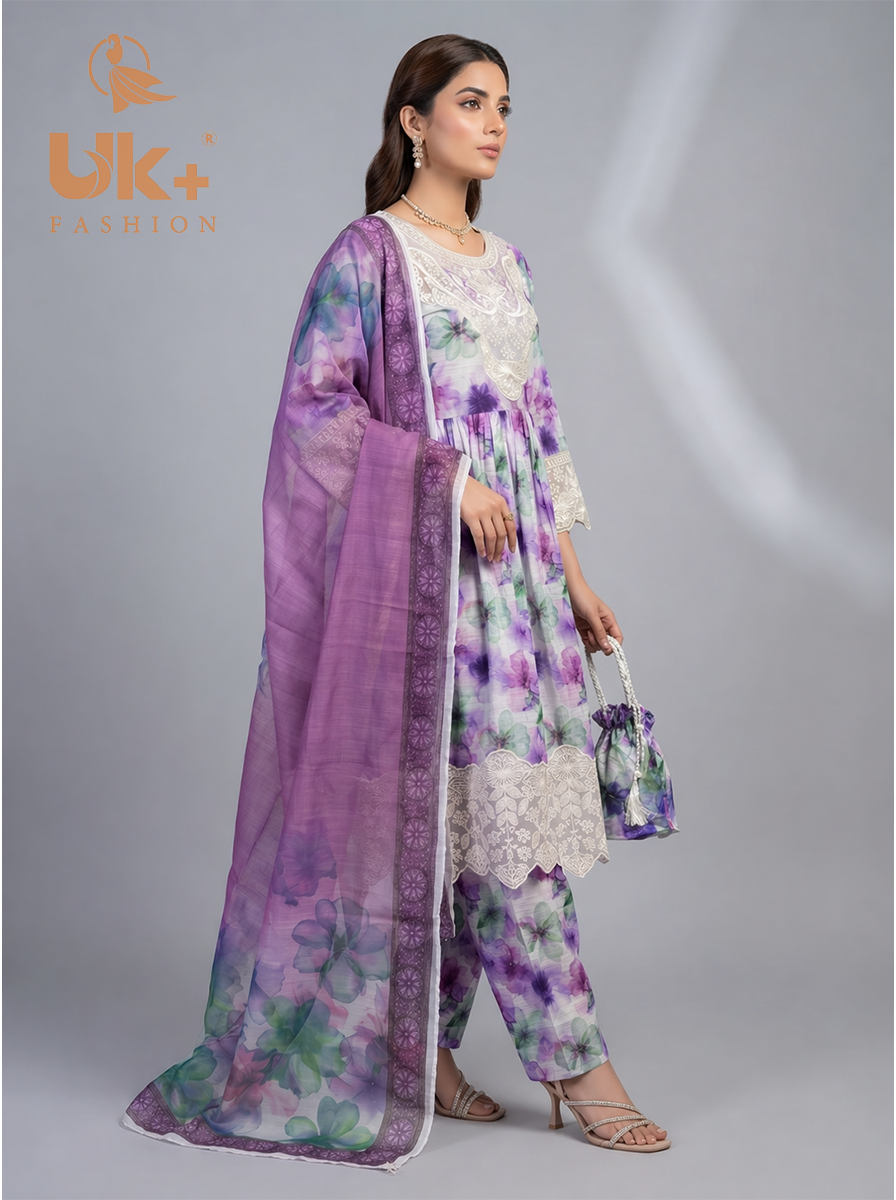 3pc pure lawn frock,touser,dupatta