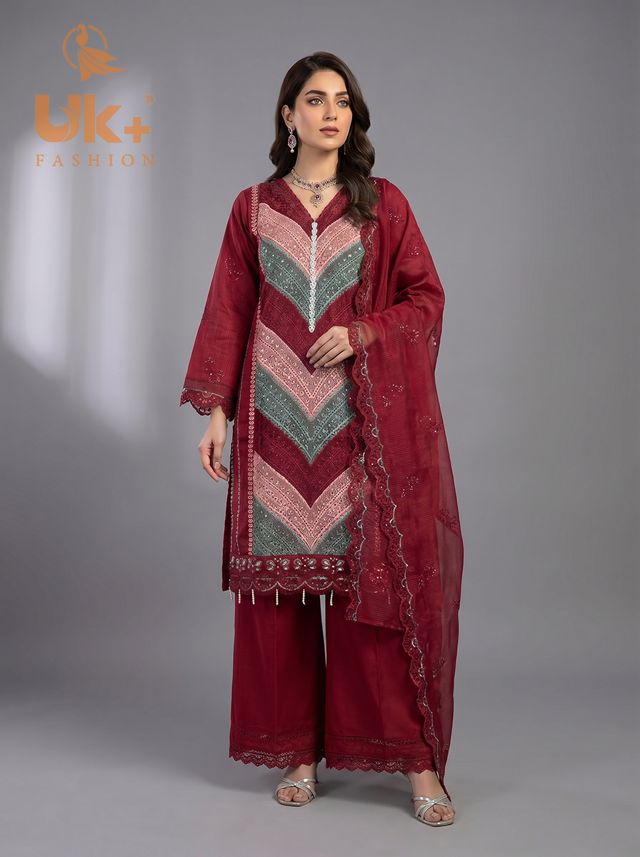 3Pc Embroidered Organza shirt, shalwar & Dupatta