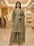 3Pc Embroidered Silk shirt, Plazo & Dupatta