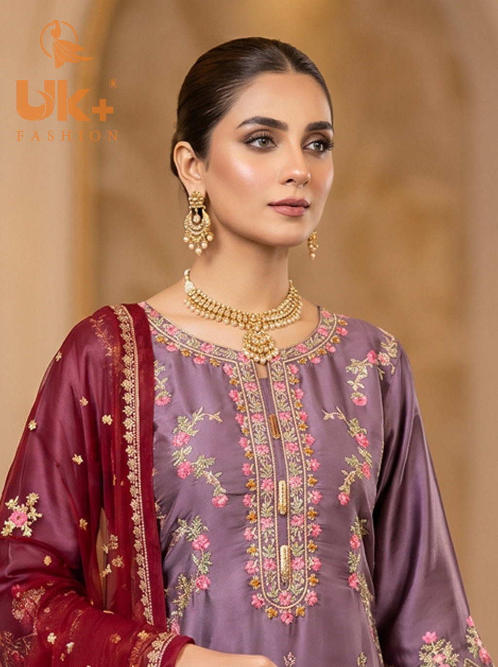 3Pc Embroidered Silk shirt, shalwar & Dupatta