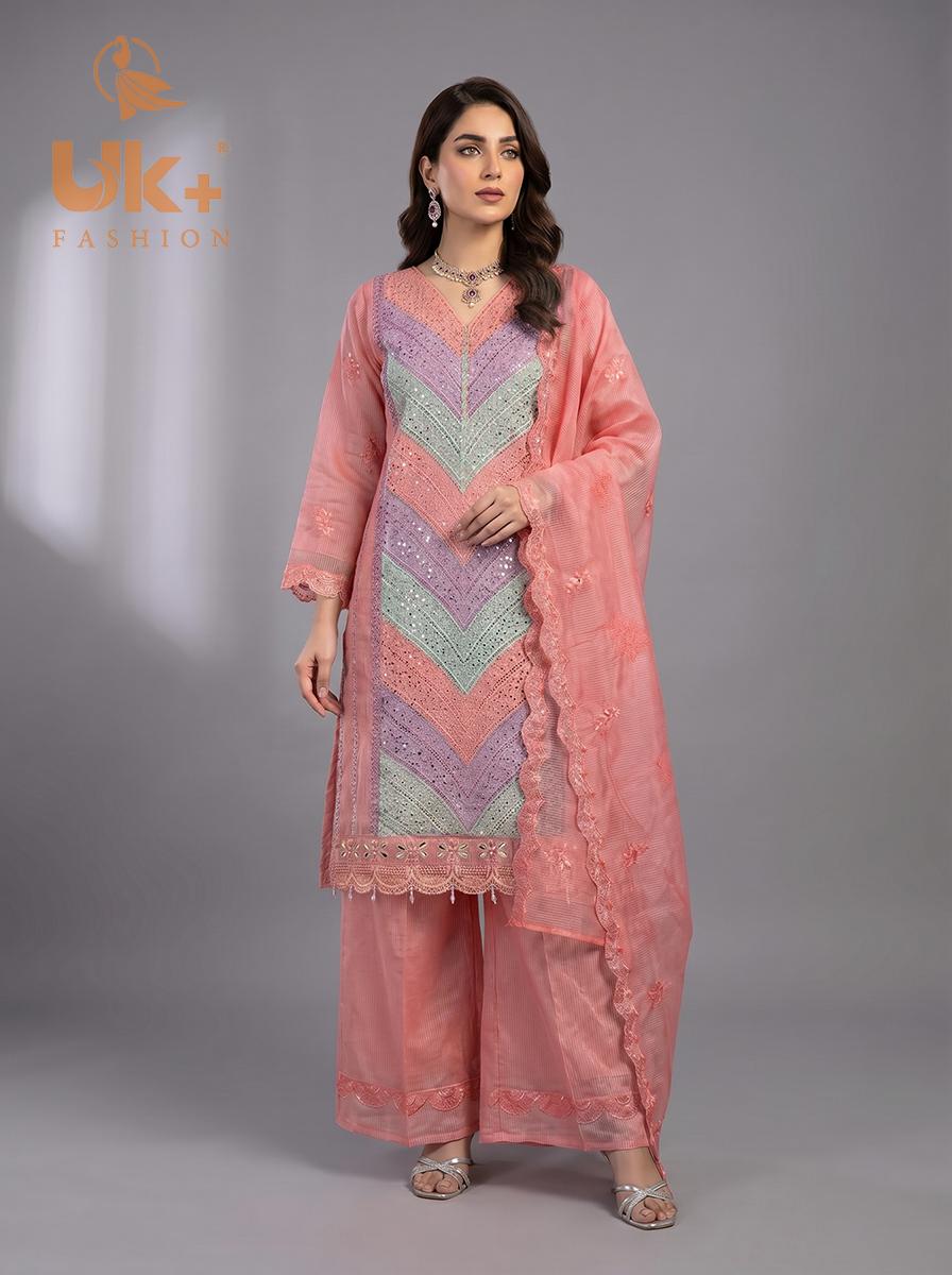 3Pc Embroidered Organza shirt, shalwar & Dupatta