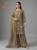 3Pc Embroidered Khaadi Shirt, Trouser, Dupatta