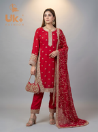 3Pc Embroidered Chiffon Shirt, shalwar, Dupatta
