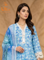 3pc pure lawn frock,touser,dupatta