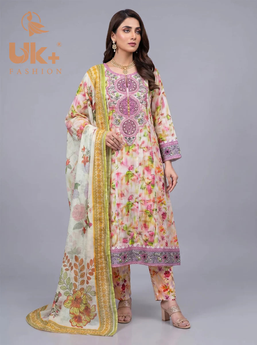 3pc Pure Lawn Frock, Trouser, Dupatta