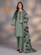 3Pc Embroidered Cotton Shirt, Trouser, Dupatta
