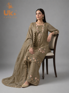 3Pc Embroidered Khaadi Shirt, Trouser, Dupatta