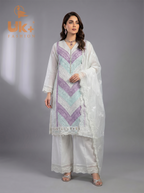 3Pc Embroidered Organza shirt, shalwar & Dupatta