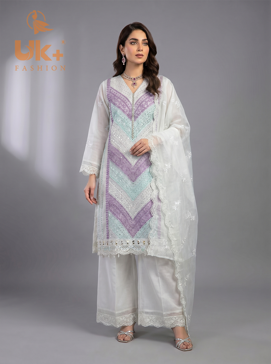 3Pc Embroidered Organza shirt, shalwar & Dupatta