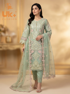 3Pc Embroidered Organza shirt, shalwar & Dupatta