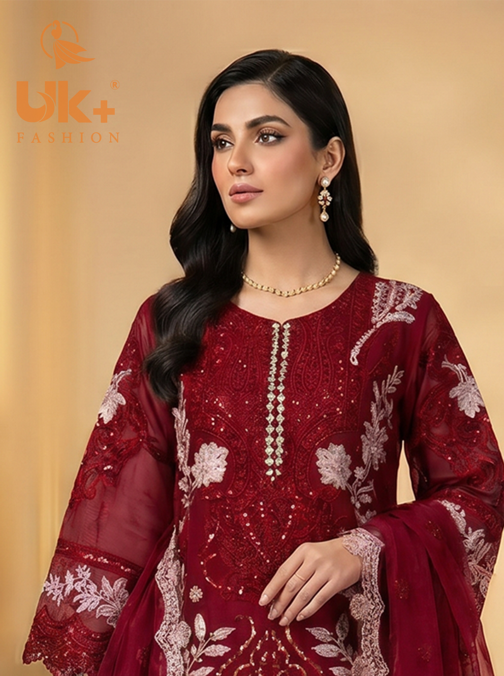 3Pc Embroidered Organza shirt, shalwar & Dupatta