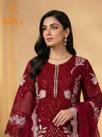 3Pc Embroidered Organza shirt, shalwar & Dupatta