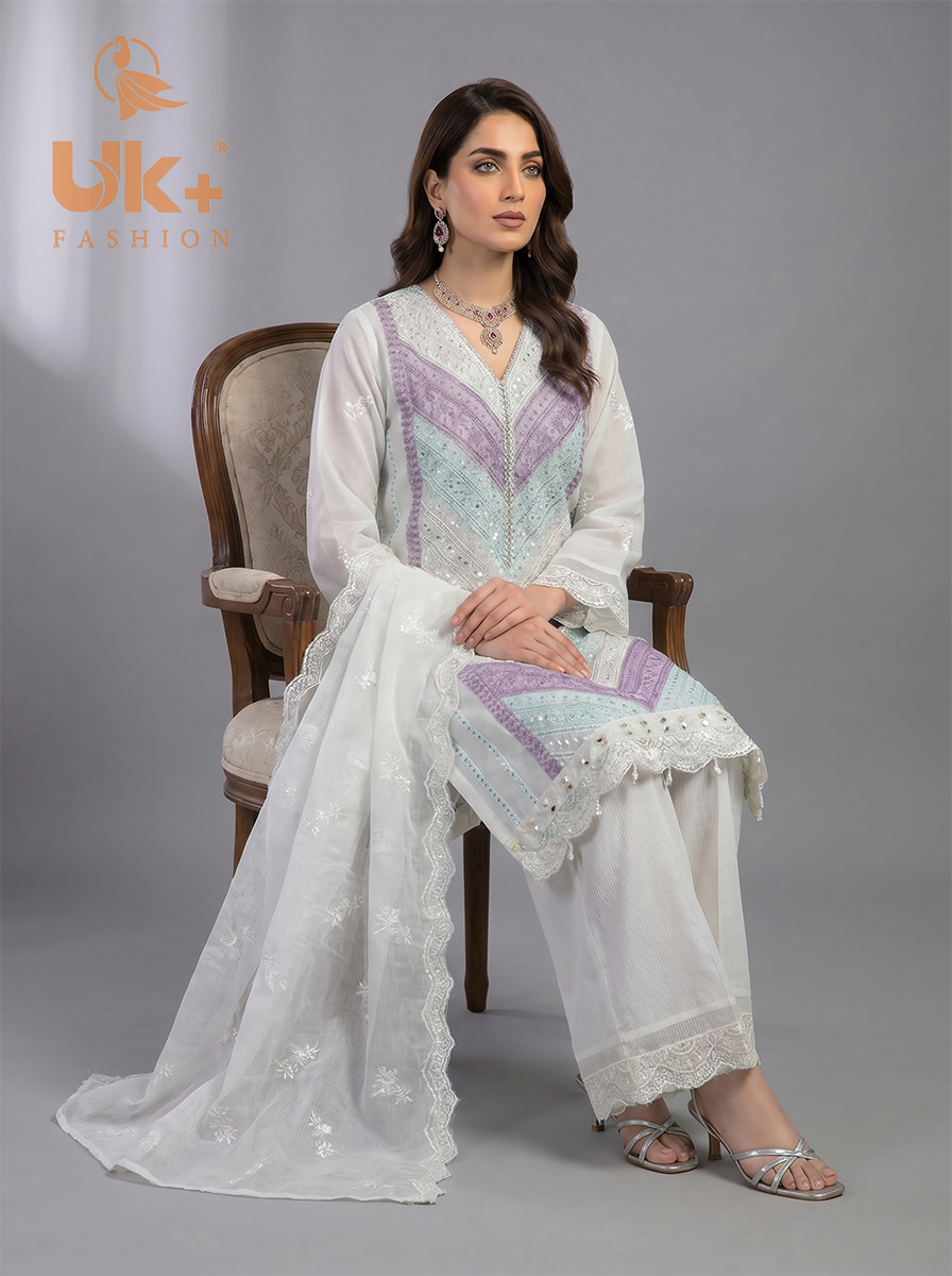 3Pc Embroidered Organza shirt, shalwar & Dupatta