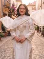 3Pc Embroided Shamoz Silk Shirt, Shalwar, Dupatta