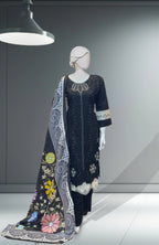 Blue 3pc Khaddar Dress