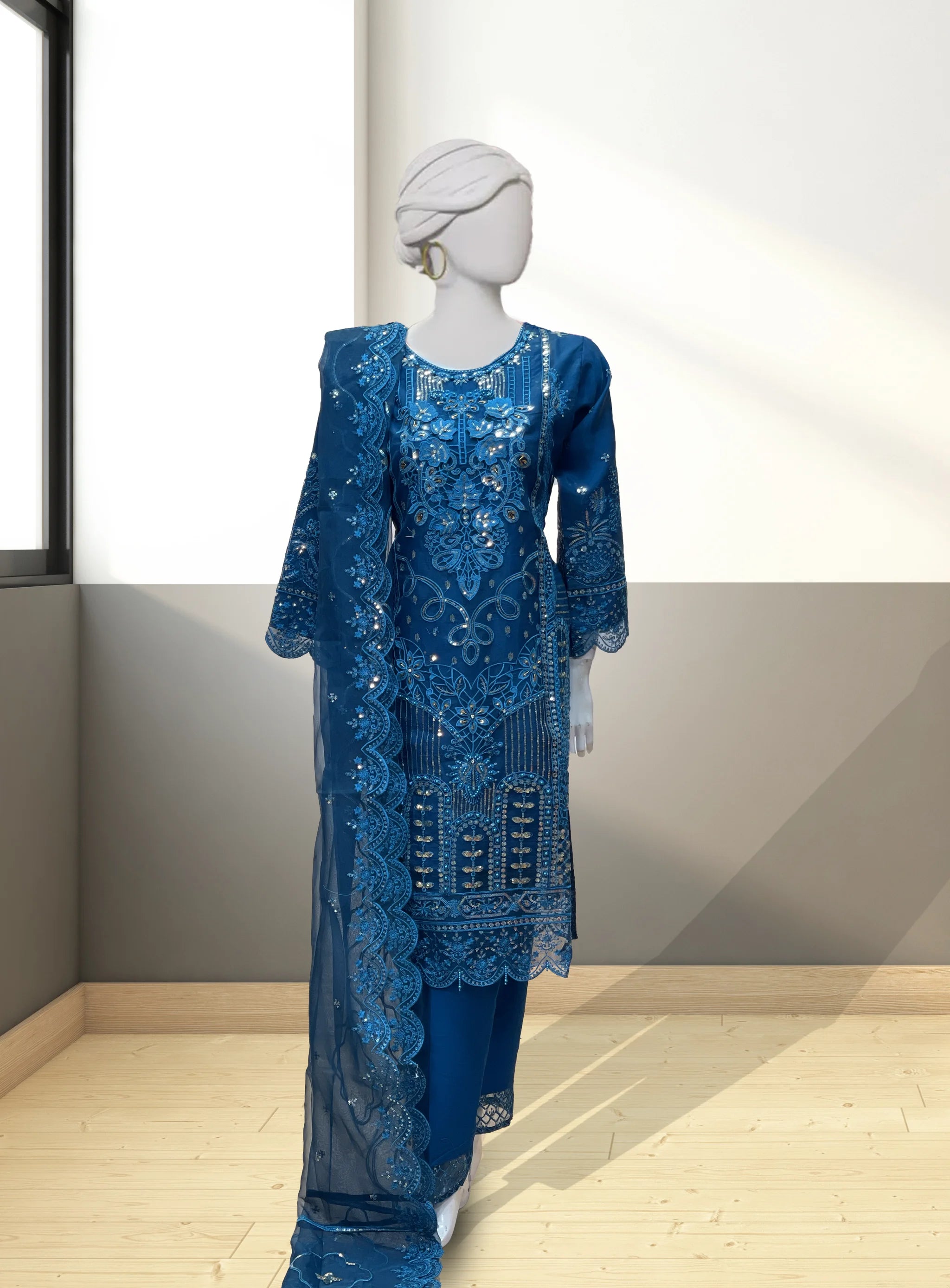 Blue Organza Suit