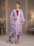 3Pc Embroided Shamoz Silk Long Shirt, Shalwar, Dupatta