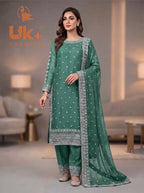 3Pc Embroided Chiffon Shirt, Trouser, Dupatta