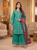 3pc pure lawn shirt, Plazo, dupatta