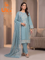 3Pc Embroidered Cotton Shirt, Trouser, Dupatta
