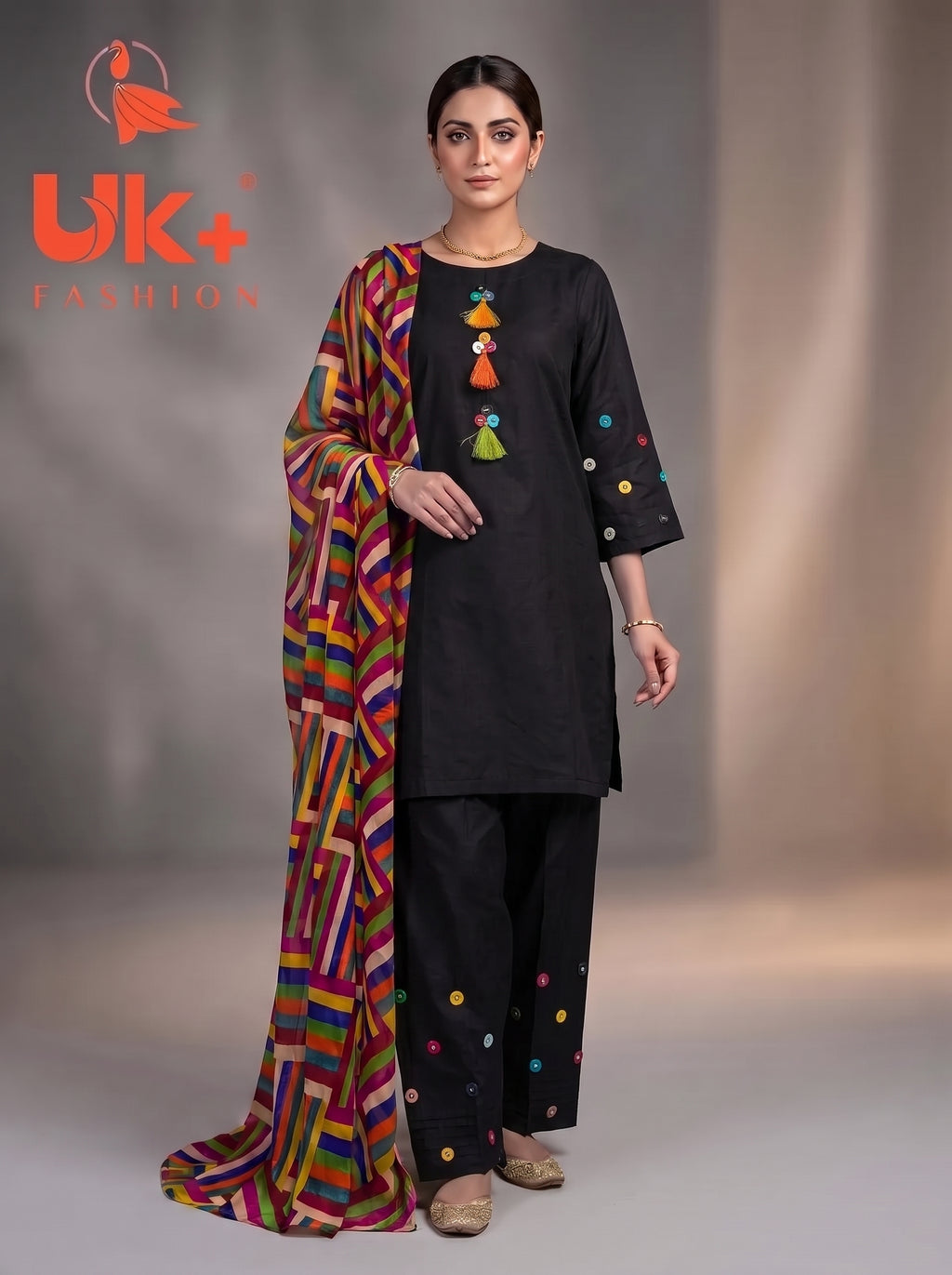 3Pc Embroidered Cotton Shirt, Plazo, Dupatta