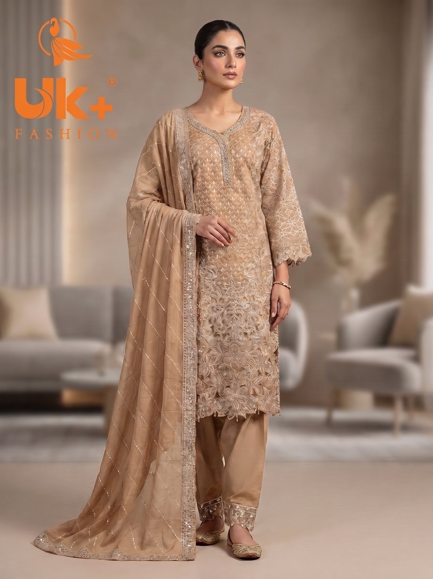 3Pc Embroidered Chiffon Shirt, shalwar, Dupatta